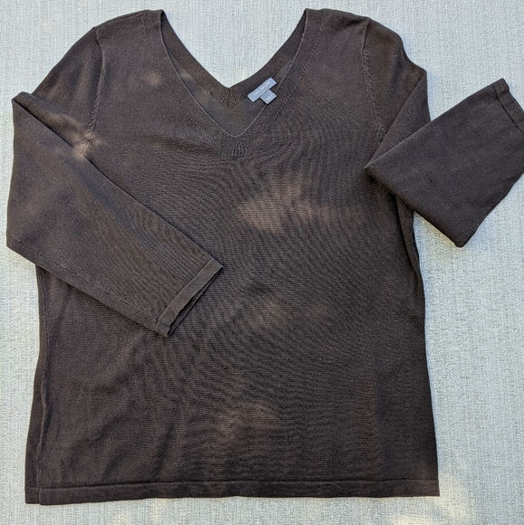 Ann Taylor double V-neck lightweight brown sweater - Picture 3 of 11